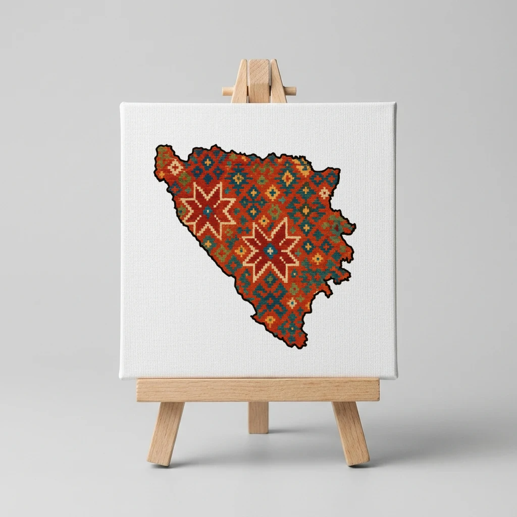 Canvas 8x8 cm - Bosna ćilim crveni bez natpisa - €6,79