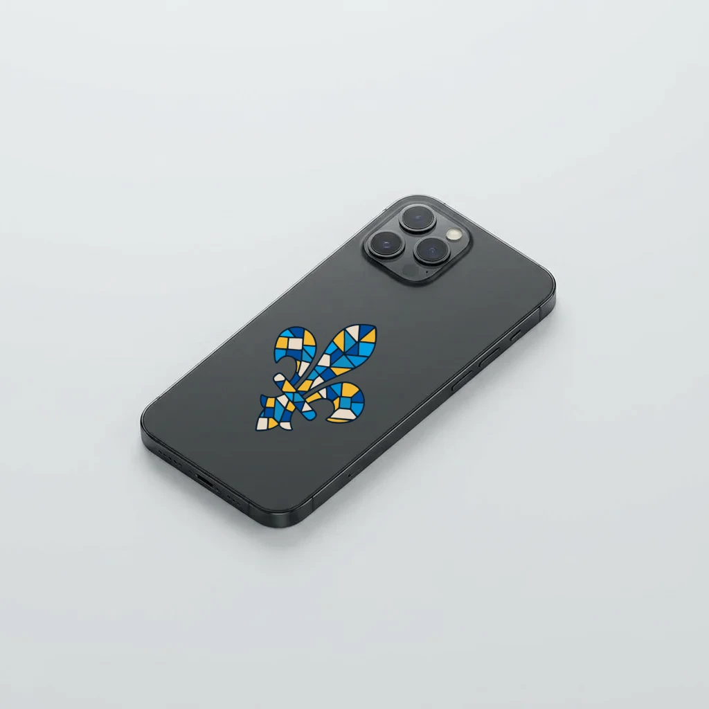 Mobile Sticker - Ljiljan mozaik - White front view