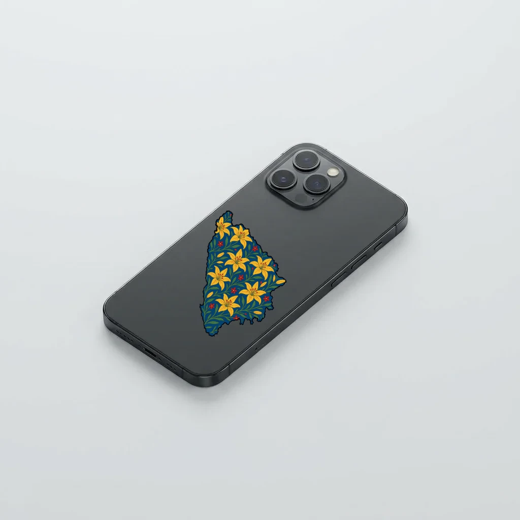 Mobile Sticker - Bosna ćilim ljiljani - White front view